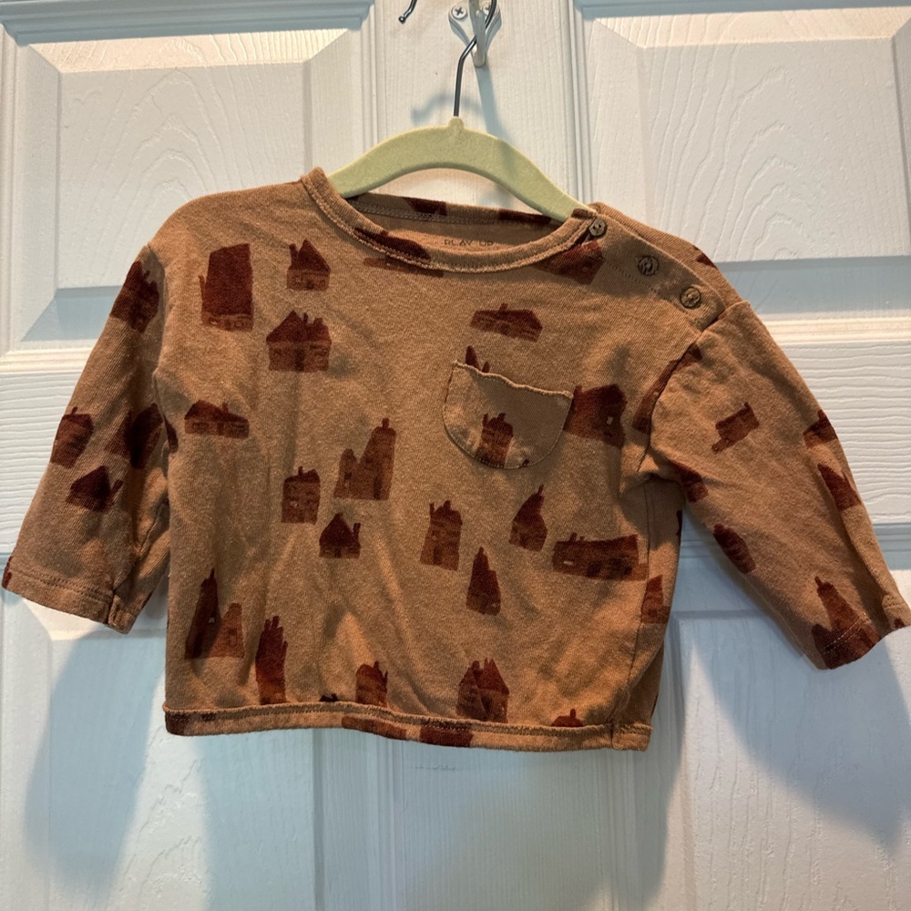 Play Up Baby House Print Long Sleeve Shirt Brown 0–3M